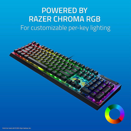 Razer BlackWidow V4 X Wired Mechanical Gaming Keyboard with Razer Chroma RGB (Yellow Switch) - Fortnite Edition (US Layout)