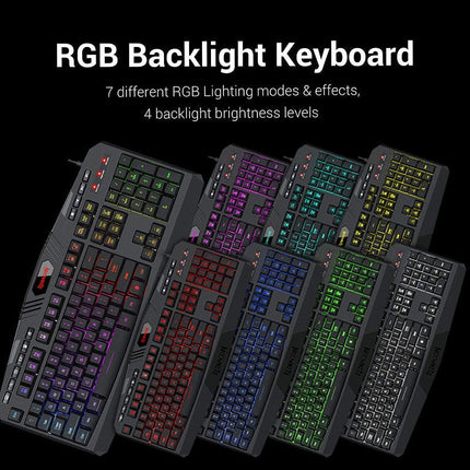 Redragon S101 PC Gaming Keyboard and Mouse Combo, Mousepad, Headset with Mic