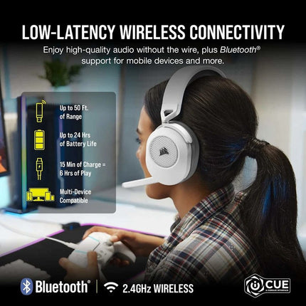 Corsair HS65 Wireless/ Bluetooth, 7.1 Surround Gaming Headset for PC