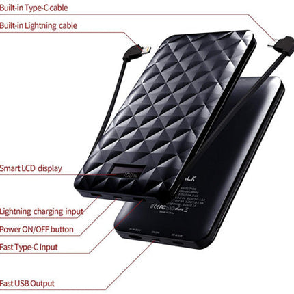 iWalk Trio 2 10000mAh With Built-in Cables - Black