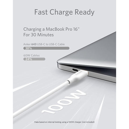 Anker PowerLine III Flow USB-C to USB-C 100W Cable (0.9m/3ft) , White