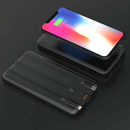 iWalk Scorpion Air 8000mAh Portable Power Bank With Wireless Charging & In-Built Cables - Black