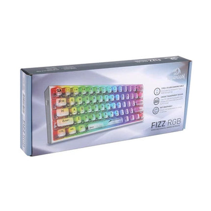 Redragon Fizz K617CT 60% Wired RGB Mechanical Gaming Keyboard - White Transparent