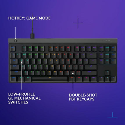Logitech G515 TKL Wired Low Profile Mechanical Gaming Keyboard (Tactile Switch) - Black (US Layout)