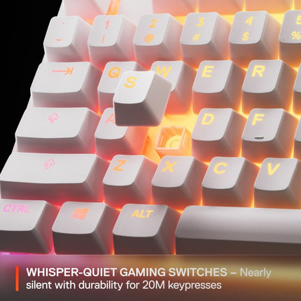 SteelSeries Apex 3 TKL Water Resistant Quiet Wired RGB Quiet Mechanical Gaming Keyboard - White (US Layout)