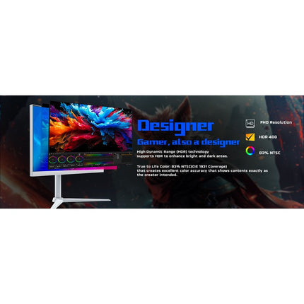 GAMEON GOAP24FHD380IPS Artic Pro Series 24" FHD, 380 Hz, MPRT 0.5 ms, HDMI 2.1, Fast IPS Gaming Monitor (Support PS5) - White