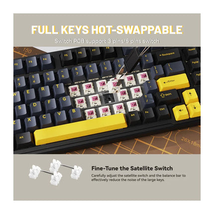 ATTACK SHARK X98 Full-size Tri-Mode (Bluetooth & 2.4 G Wireless & Type-C Wired )Wireless Mechanical Keyboard