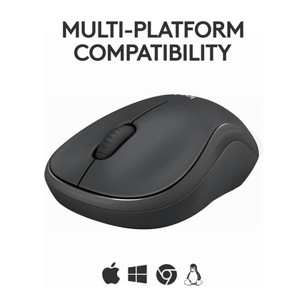 Logitech M240 Silent Bluetooth Mouse, Smooth Optical Tracking Sensor, Line-By-Line Scrolling, Bluetooth Connectivity, Silent Touch Technology - Graphite