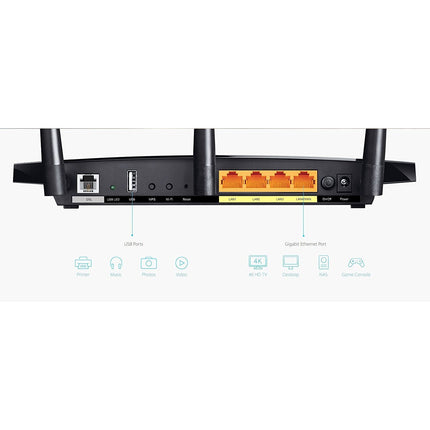 TP-Link AC1200 Wireless Gigabit VDSL/ADSL Modem Router,300Mbps (2.4GHz) + 867Mbps (5GHz)