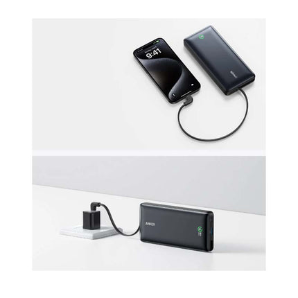 Anker Nano Power Bank (20000mAh, 30 Watts, Built-In USB-C Cable) - Black