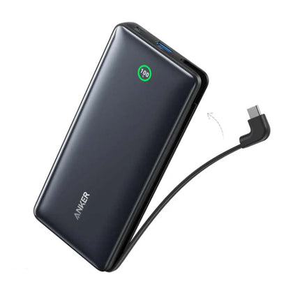 Anker Nano Power Bank (20000mAh, 30 Watts, Built-In USB-C Cable) - Black