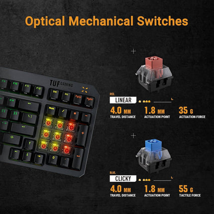 Asus TUF RA07 K3 Gen II RGB Wired Optical-Mechanical Gaming keyboard - Black (Arabic)