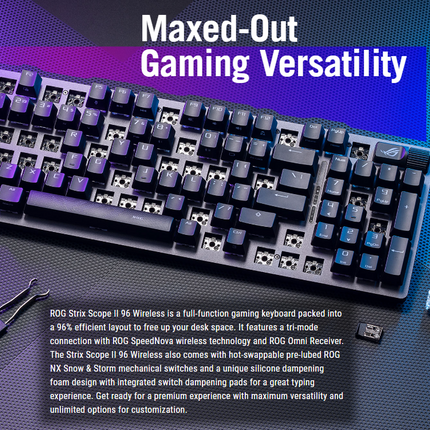 Asus ROG STRIX SCOPE II 96 RGB Wireless Mechanical Gaming Keyboard - Black (Arabic)