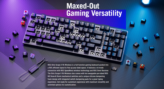 Asus ROG STRIX SCOPE II 96 RGB Wireless Mechanical Gaming Keyboard - Black (Arabic)