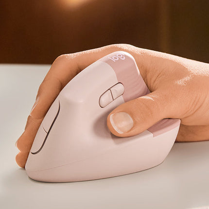 Logitech Lift Vertical Ergonomic Wireless & Blutooth Mouse - Rose