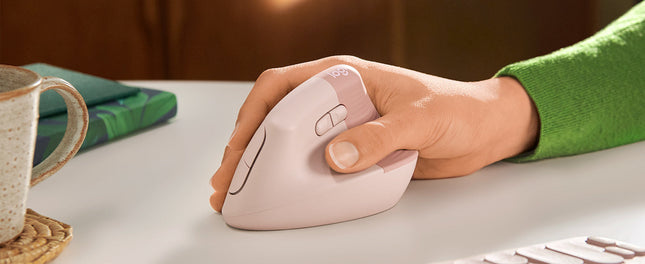 Logitech Lift Vertical Ergonomic Wireless & Blutooth Mouse - Rose