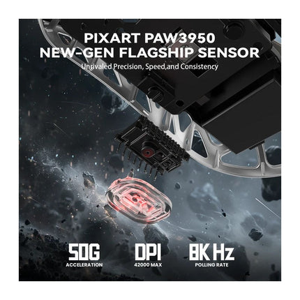 ATTACK SHARK R2 Magnesium Alloy PAW3950 8K Tri-Mode (Bluetooth/2.4G /Wired) Wireless Gaming Mouse