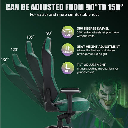 GAMEON Licensed Gaming Chair With Adjustable 4D Armrest & Metal Base - Joker
