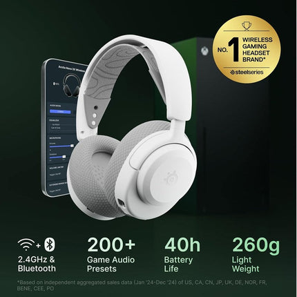 SteelSeries Arctis Nova 3X Wireless Gaming Headset for Xbox, PC, Switch, VR, Mobile - White