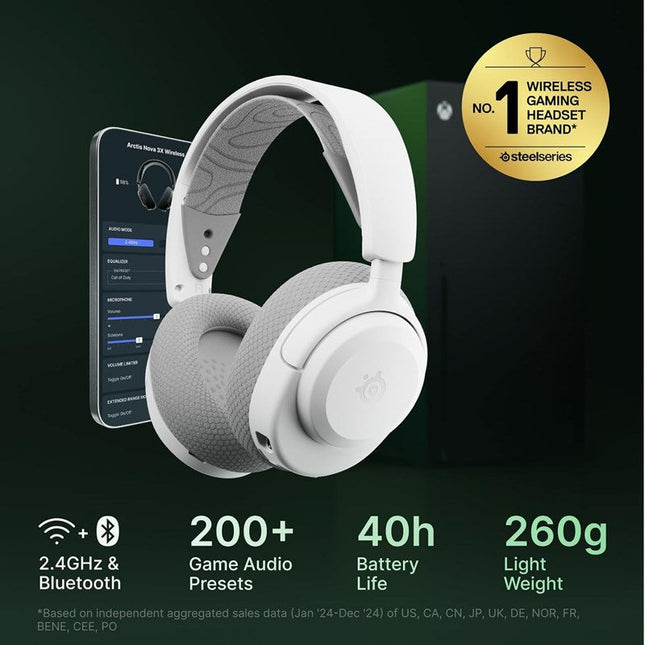SteelSeries Arctis Nova 3X Wireless Gaming Headset for Xbox, PC, Switch, VR, Mobile - White