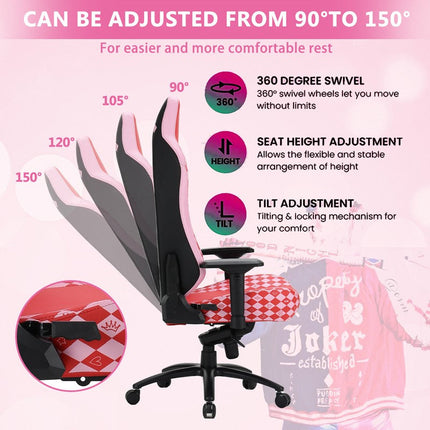 GAMEON Licensed Gaming Chair With Adjustable 4D Armrest & Metal Base - Harly Quinn