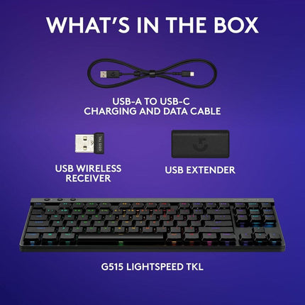 Logitech G515 LIGHTSPEED TKL Wireless Low Profile Mechanical Gaming Keyboard (Tactile Switch) - Black (US Layout)