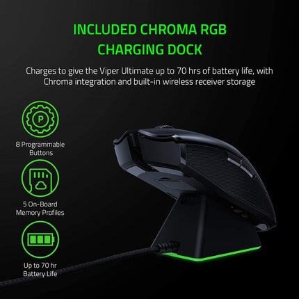 Razer Viper Ultimate Lightest Wireless Gaming Mouse & RGB Charging Dock  - Mercury