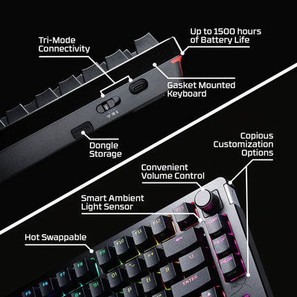HyperX Alloy Rise 75 Wireless Mechanical Gaming Keyboard (Red Switch) - Black (US Layout)