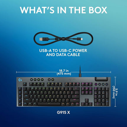 Logitech G915 X Wired Low Profile Mechanical Gaming Keyboard (Tactile Switch) - Black (US Layout)