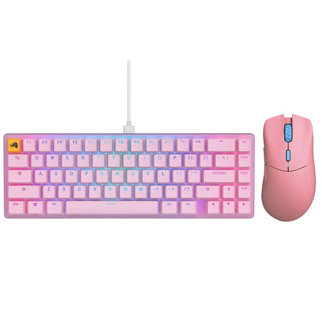 Glorious Model D PRO Wireless Gaming Mouse - Flamingo Pink - Forge Glorious GMMK2 65% Pre-Built Wired RGB Mechanical Gaming Keyboard - Pink, US Layout