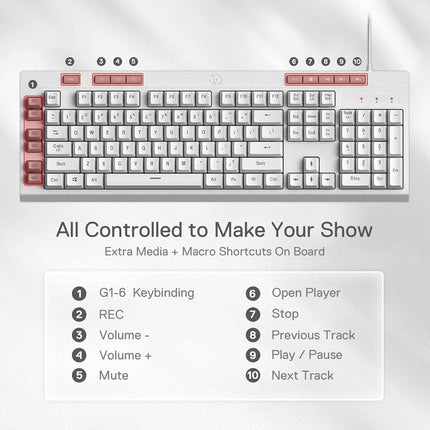 Redragon K512 Shiva RGB Backlit Membrane Wired Gaming Keyboard with Multimedia Keys - (English Layout)