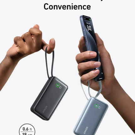 Anker Nano Power Bank (30 W, Built-In USB-C Cable) 10000mAh, PD - Black