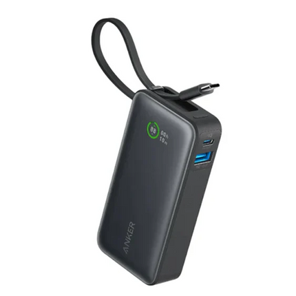 Anker Nano Power Bank (30 W, Built-In USB-C Cable) 10000mAh, PD - Black