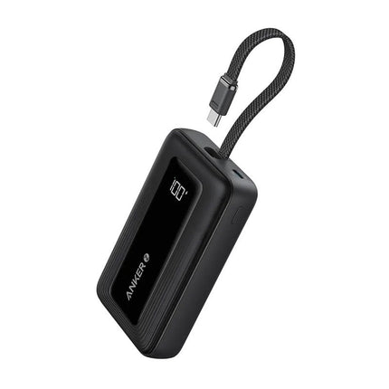 Anker Zolo Power Bank (10000mAh, 30 Watts, Built-In USB-C Cable) - Black