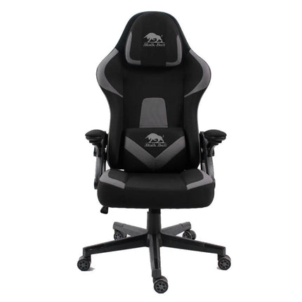 Black Bull Gaming Chair With Headrest Up & Down Slide Adjustable and Moveable Armrest, Fabric