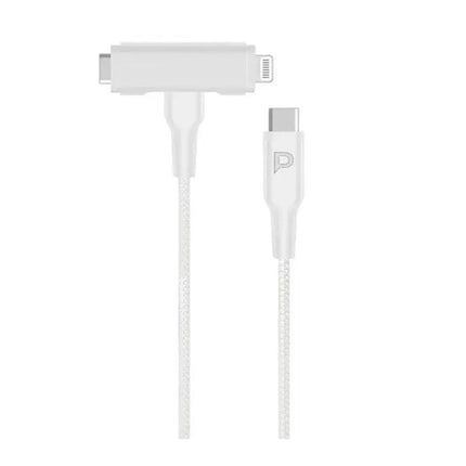 Powerology Braided USB-C to USB-C + Lightning Data & Fast Charge 1.2m/4ft