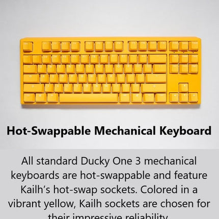 DUCKY ONE 3 YELLOW TKL HOT SWAP Wired RGB Mechanical Gaming Keyboard Cherry MX Red Switches