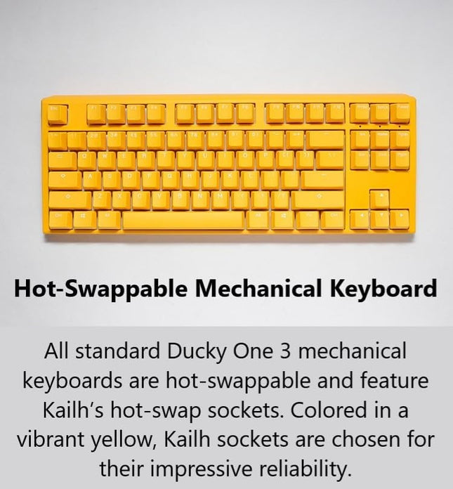 DUCKY ONE 3 YELLOW HOT SWAP Wired RGB Mechanical Gaming Keyboard Cherry MX Blue Switches