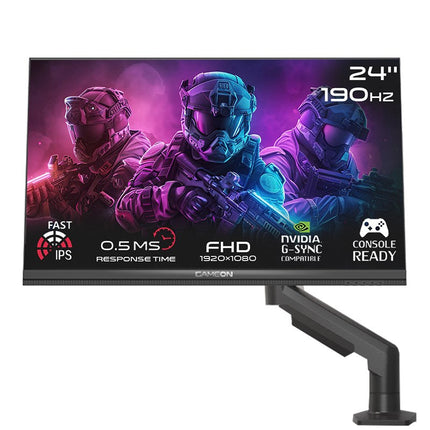 GAMEON GOM24FHD190IPSX Midnight Pro X Series 24" FHD, 190 Hz, MPRT 0.5 ms, Fast IPS Gaming Monitor (Support PS5) with Stand - Black