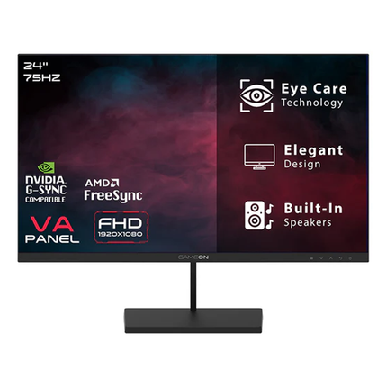 GAMEON GB24F75 24" FHD, HDMI and VGA with Ergonomic Tilt, Adaptive-Sync and Built-in-speakers Gaming Monitor