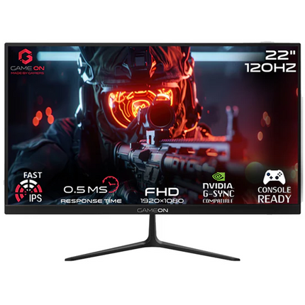 GAMEON GOES22FHD120IPS 22" FHD, 120Hz, MPRT 0.5ms, HDMI 2.1, Fast IPS Gaming Monitor (Support PS5) - Black