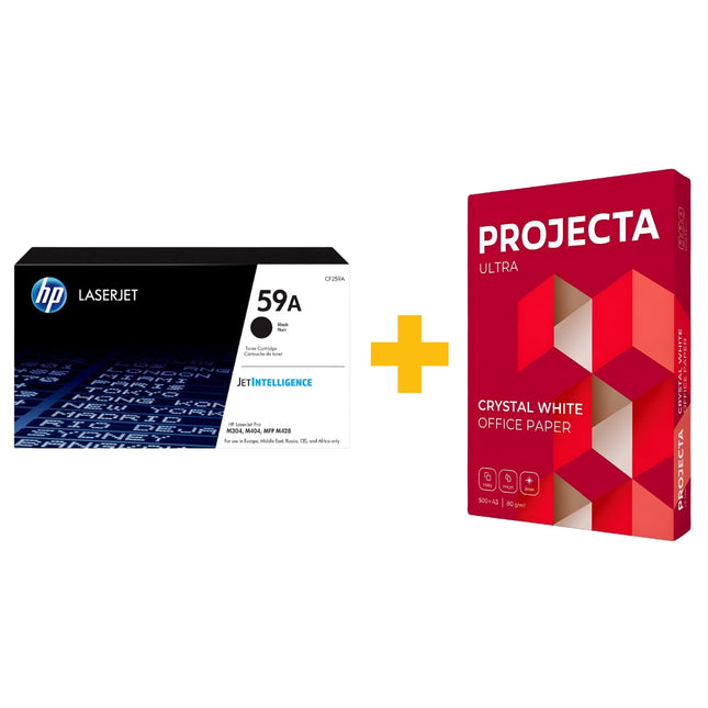 HP 59A Black Original LaserJet Toner Cartridge + FREE Projecta A4 Paper (500 Sheets) Bundle Offer