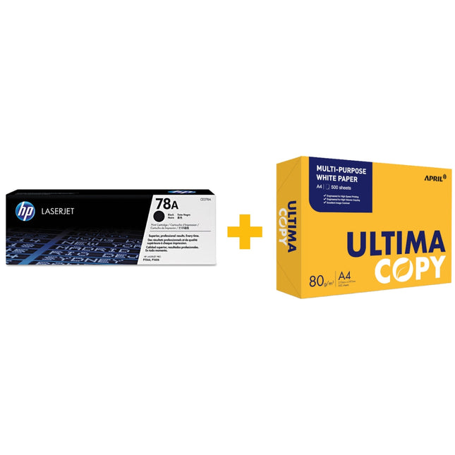 HP 78A Black Original LaserJet Toner Cartridge + FREE ULTIMA COPY A4 Paper (500 Sheets) Bundle Offer