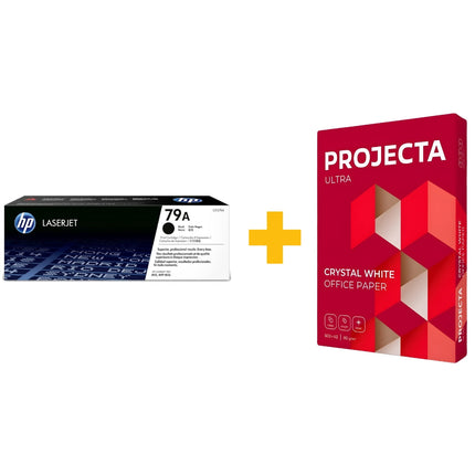 HP 79A Black Original LaserJet Toner Cartridge + FREE Projecta A4 Paper (500 Sheets) Bundle Offer
