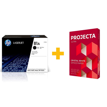 HP 81A Black Original LaserJet Toner Cartridge + FREE Projecta A4 Paper (500 Sheets) Bundle Offer