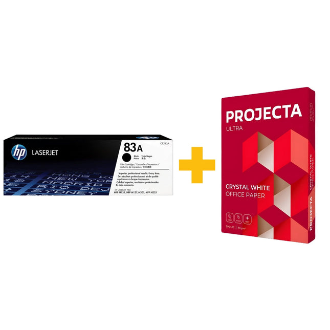 HP 83A Black Original LaserJet Toner Cartridge + FREE Projecta A4 Paper (500 Sheets) Bundle Offer