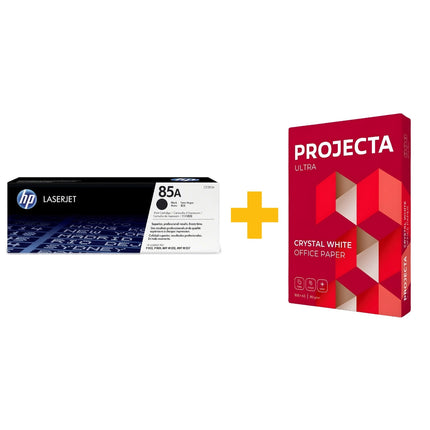 HP 85A Black Original LaserJet Toner Cartridge + FREE Projecta A4 Paper (500 Sheets) Bundle Offer