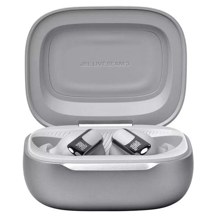 JBL Live Beam 3 True Wireless Noise Cancelling Earbuds with Smart Charging Case – Silver