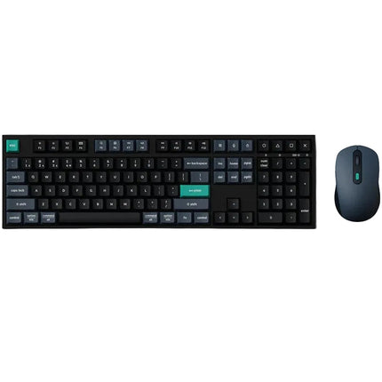 Keychron B36 Keyboard and BM25 Mouse Wireless Combo, 100%, Black/Green - Arabic Layout