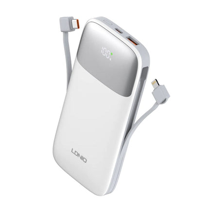 LDNIO PQ19 10000mAh Slim Power Bank with Build in Cable